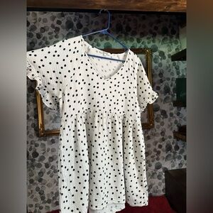 Madewell White and Gray Polka Dot Top